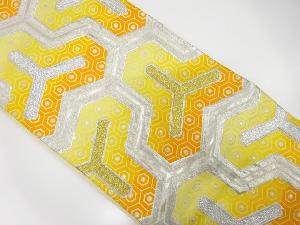 アンティーク　毘沙門亀甲模様織出し袋帯（着用可）